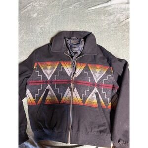 Black Pendleton wool bomber jacket with Native American Size Medium As Is